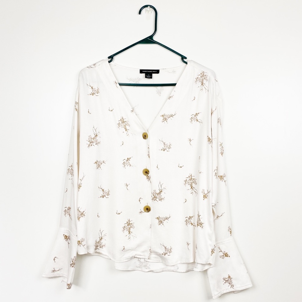 Something Navy Pretty Button Through Top Size Xs - image 4